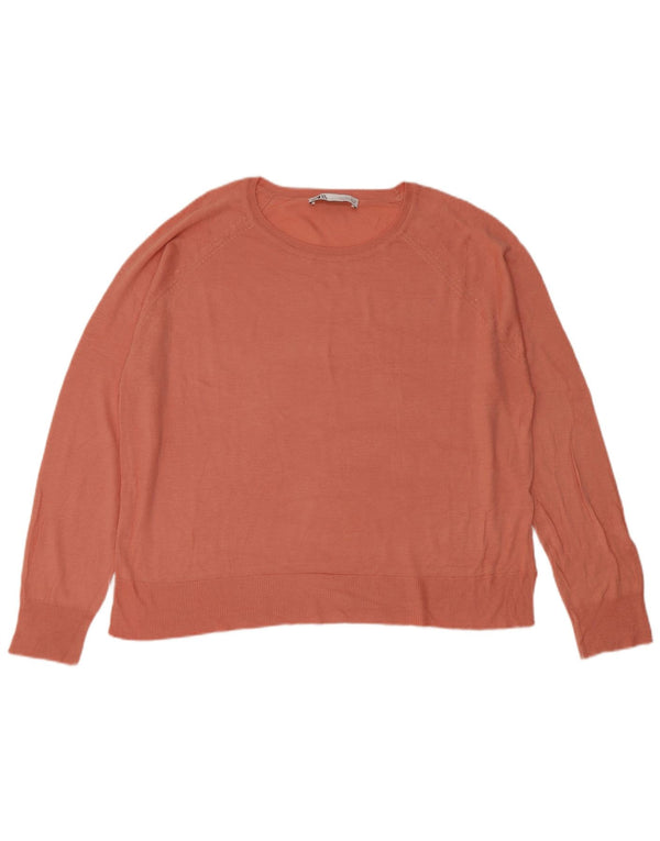 Maglione maglione con scollo a barca da donna Zara UK 16 grande rosa