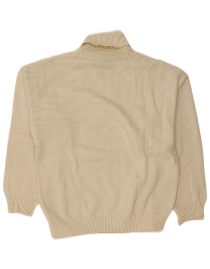Maglione maglione vintage da uomo con collo alto, grande, bianco sporco