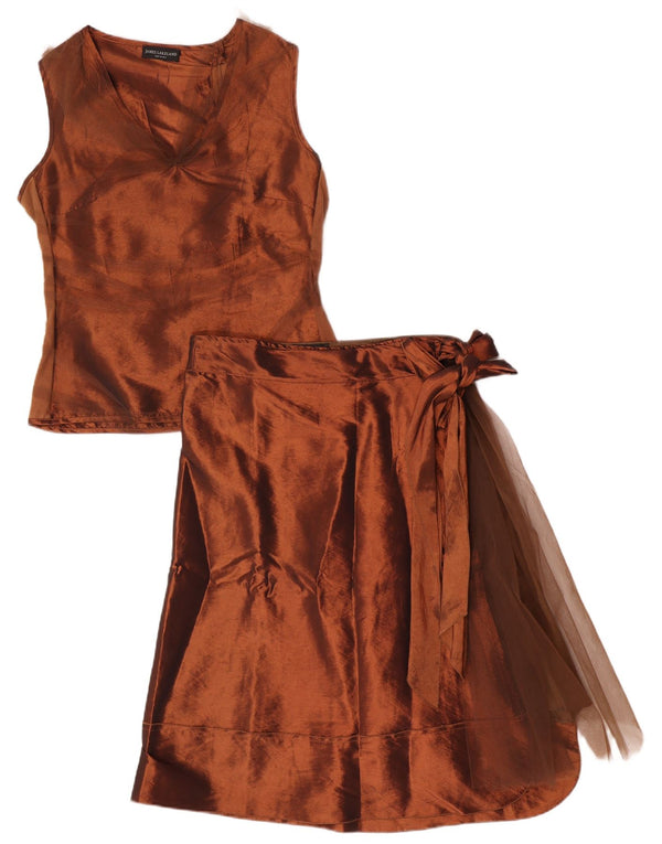 Set gonna da donna in 2 pezzi James Lakeland, UK 14, grande W32 in nylon marrone