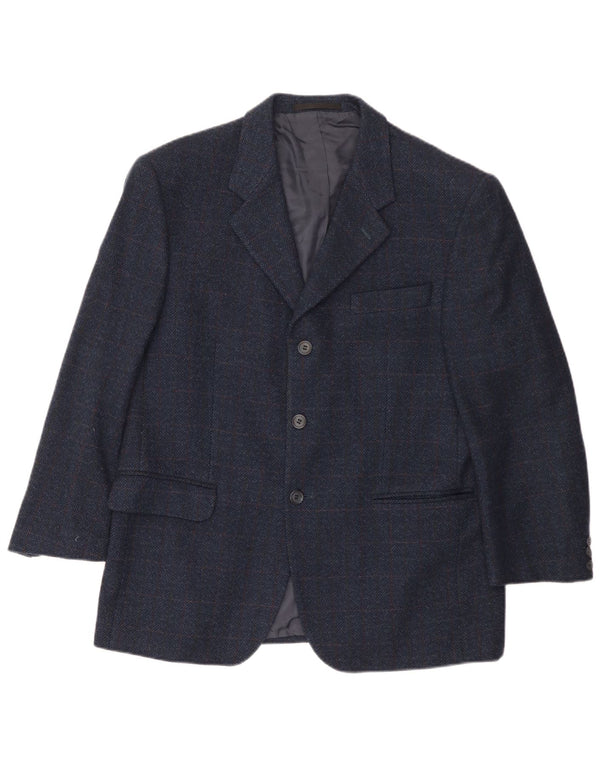 Giacca blazer da uomo a 3 bottoni Vestra UK 40 grande blu navy a spina di pesce