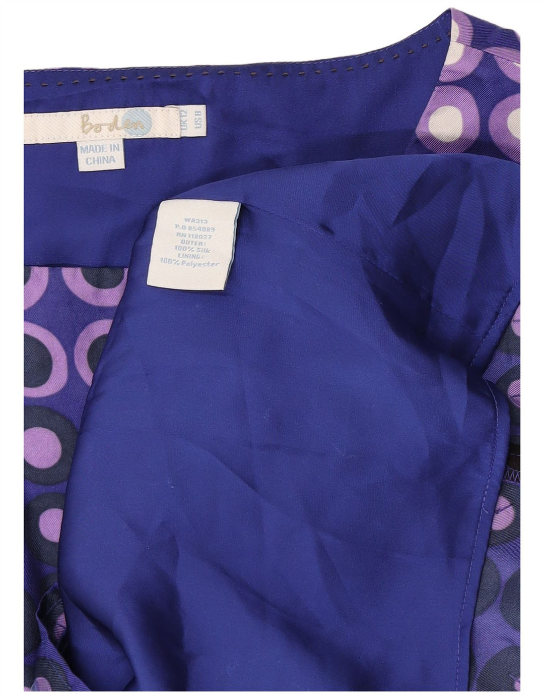 Abito tubino da donna Boden UK 12 Seta geometrica multicolore media moderna