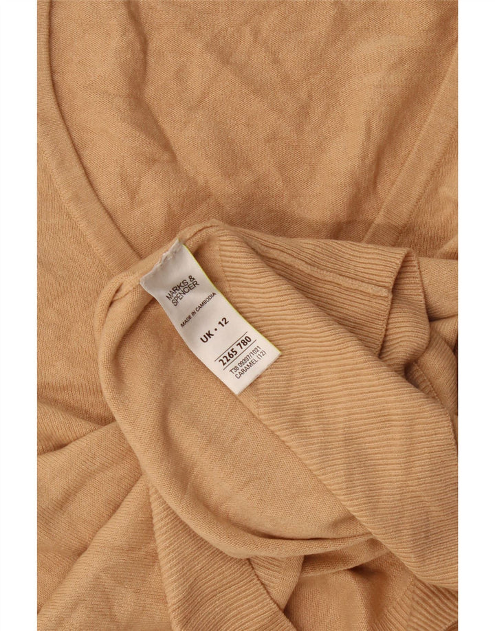 Maglione da donna con scollo a V Marks & Spencer UK 12 Acrilico beige medio