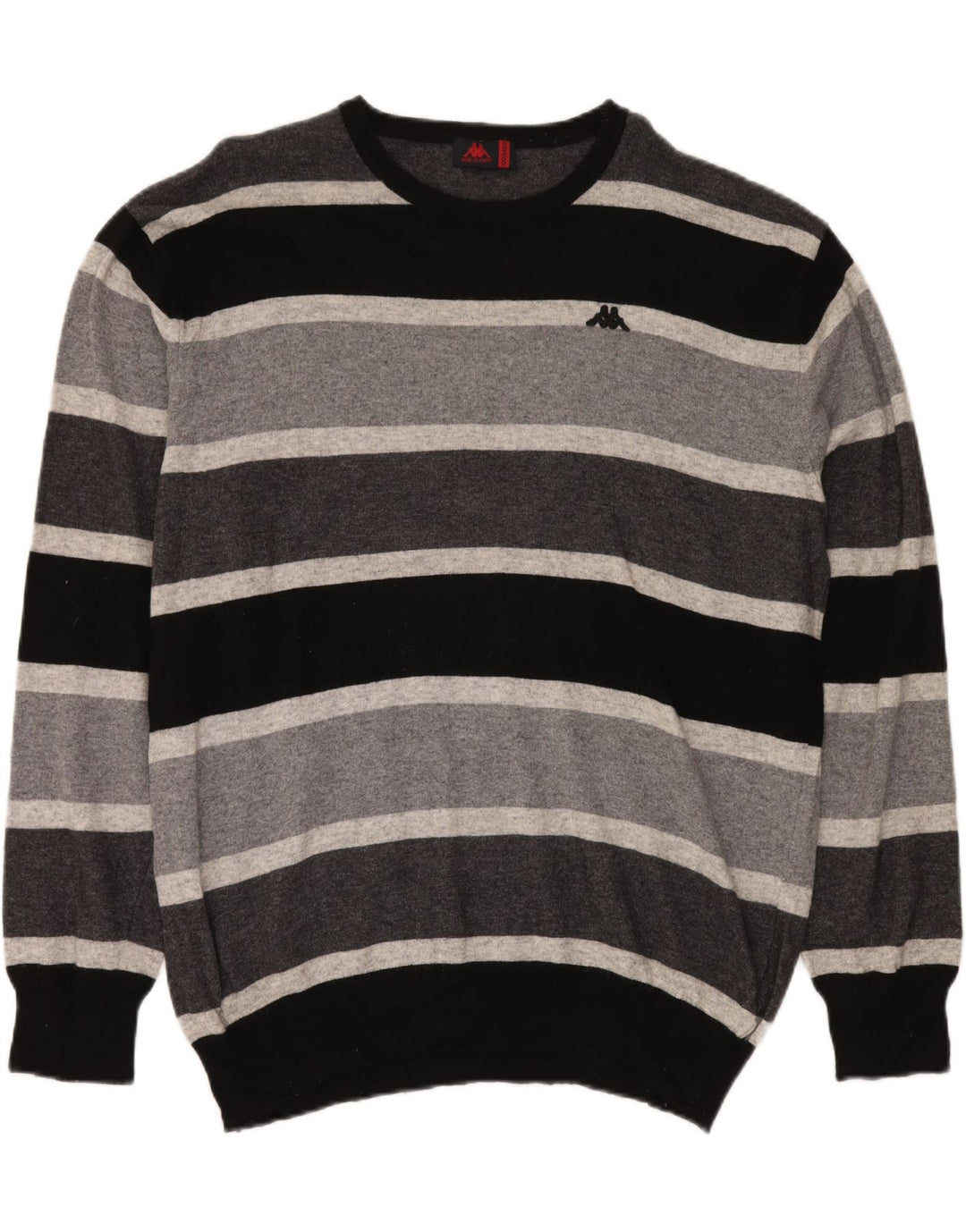 Maglione maglione girocollo da uomo KAPPA 3XL cashmere a righe grigie