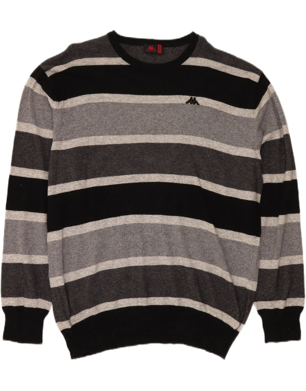 Maglione maglione girocollo da uomo KAPPA 3XL cashmere a righe grigie