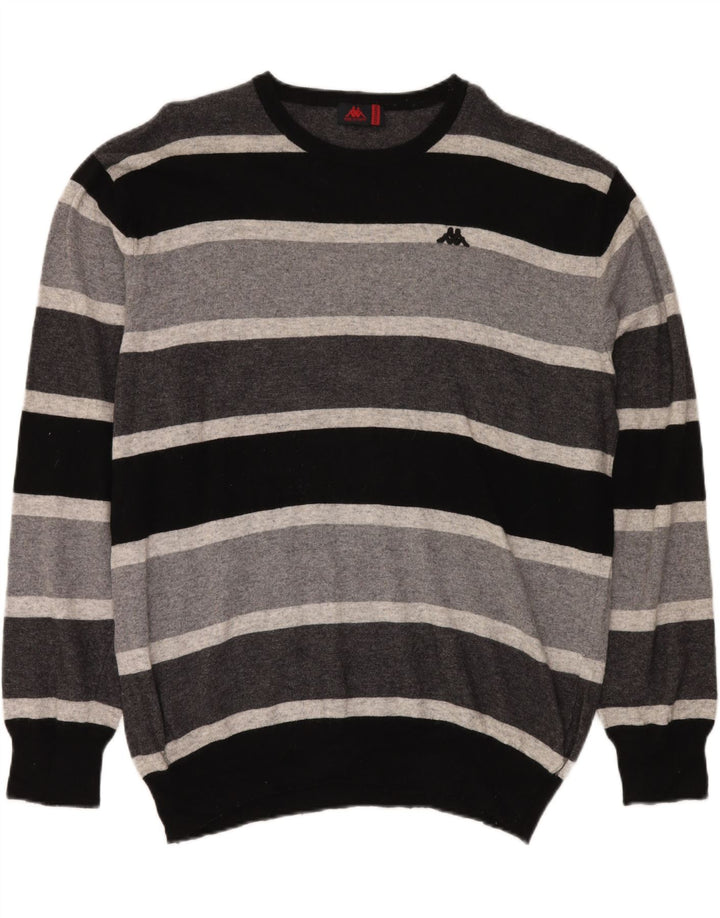 Maglione maglione girocollo da uomo KAPPA 3XL cashmere a righe grigie