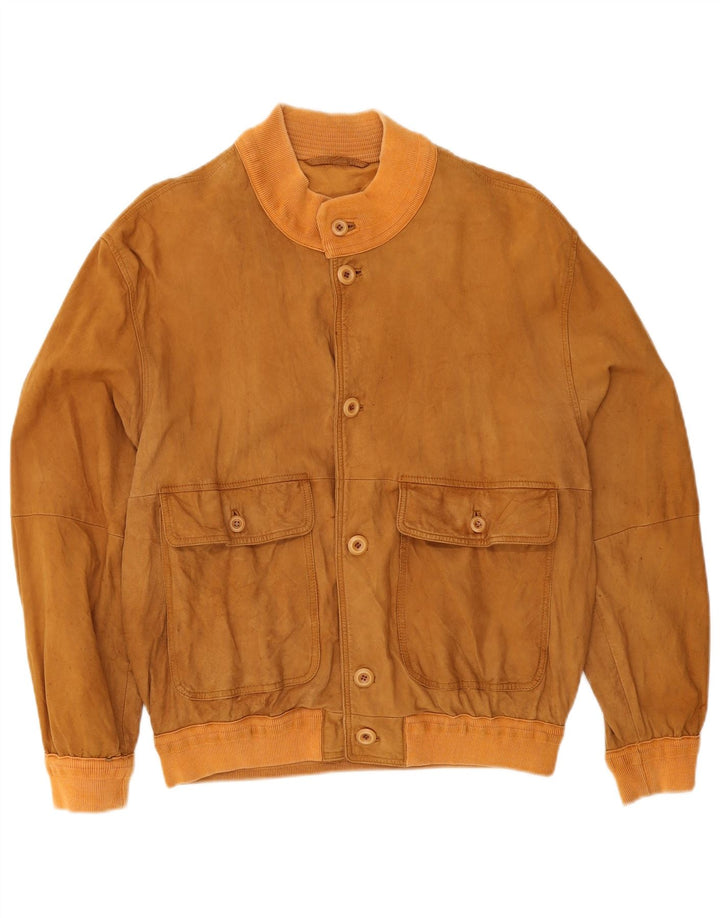 Giubbotto bomber in pelle scamosciata vintage da uomo UK 38 Beige medio