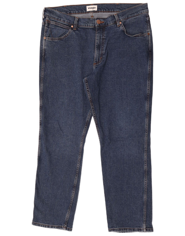 Jeans dritti Wrangler da uomo Greensboro vestibilità regolare W38 L30 cotone blu