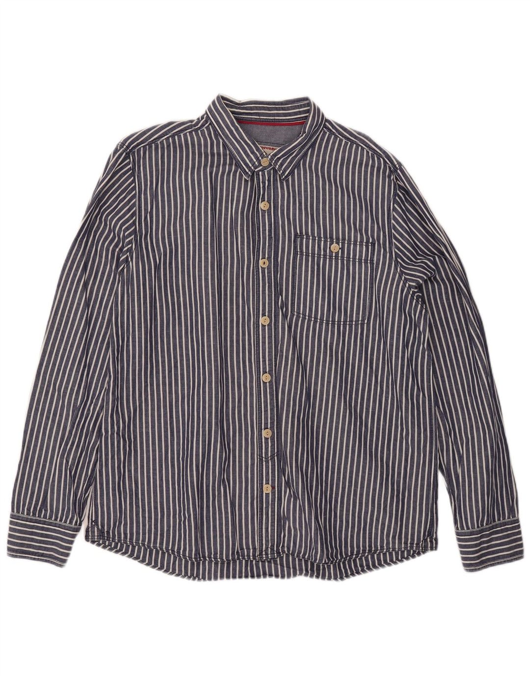 FAT FACE Camicia da uomo XL in cotone a righe blu navy