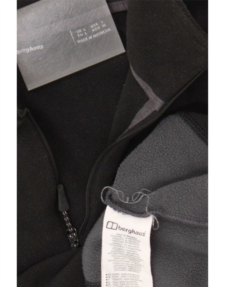 Maglione in pile da uomo Berghaus con zip e collo, grande, in poliestere color block nero
