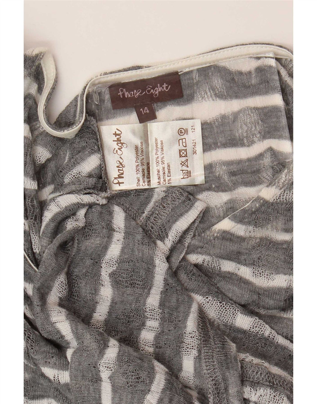 Top tunica a maniche lunghe da donna Phase Eight UK 14 Grigio medio a righe