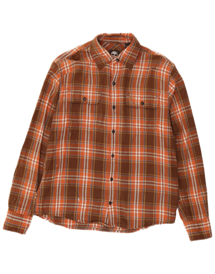 Camicia in flanella da uomo Timberland in cotone a quadri marrone medio