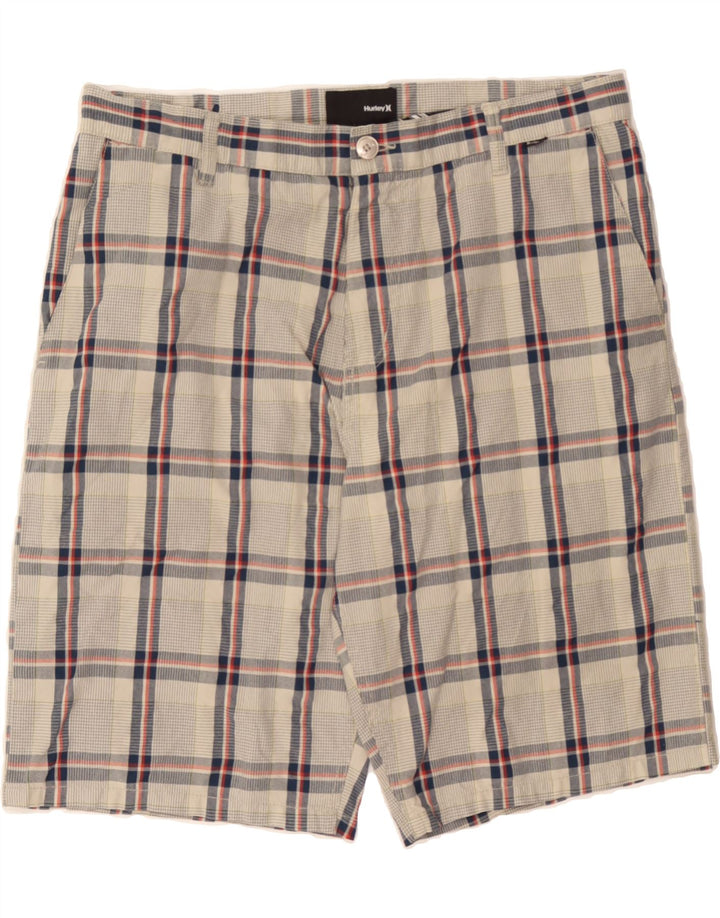 HURLEY Mens Chino Shorts W34 Large  Grey Check Cotton Vintage Hurley and Second-Hand Hurley from Messina Hembry 