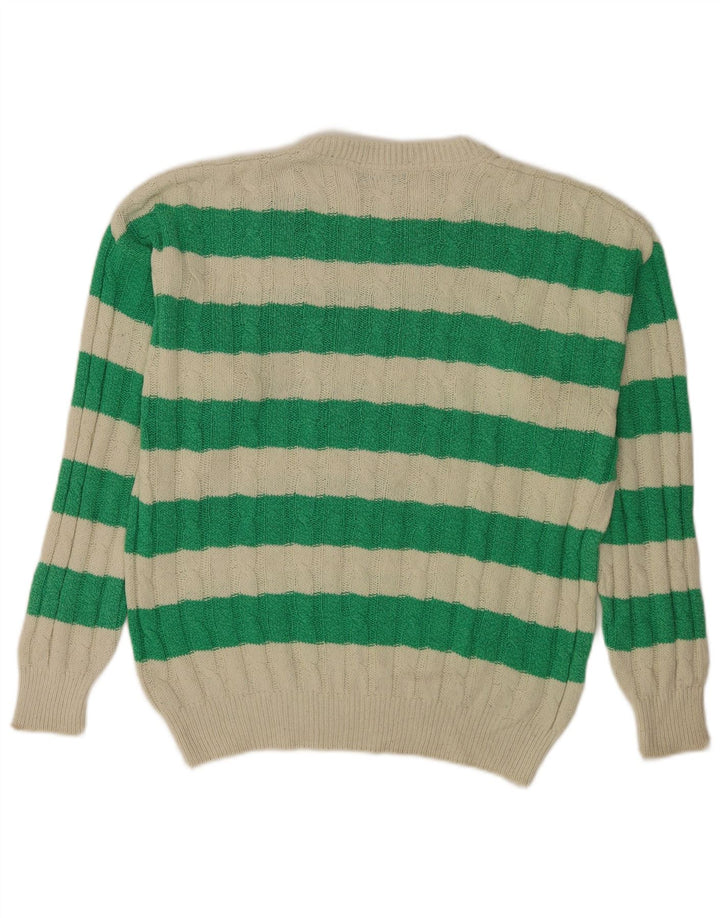 Maglione da uomo girocollo Carrera in cotone a righe verde medio