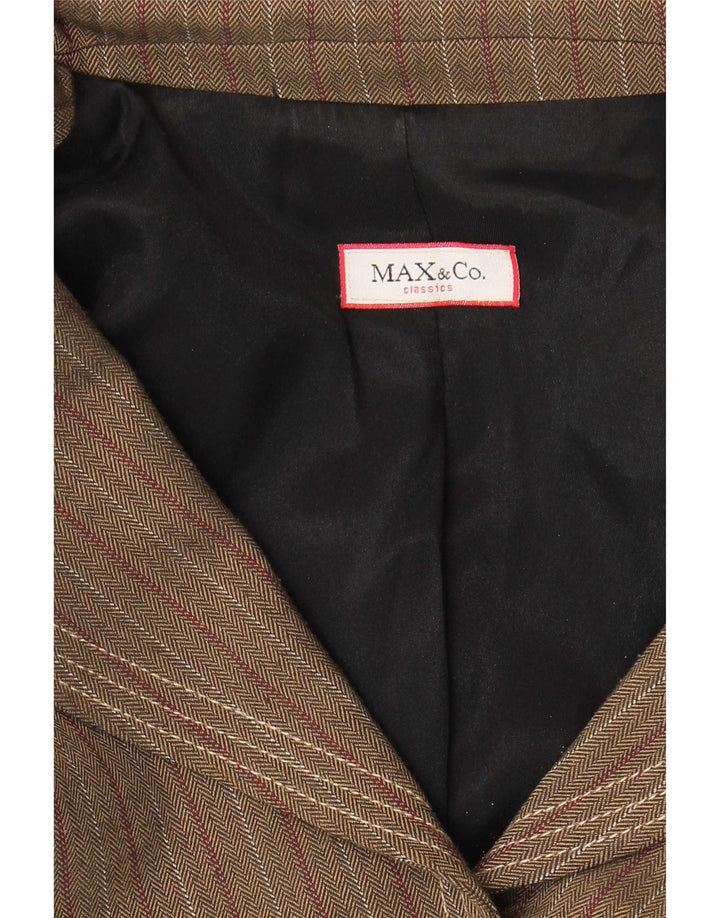 Max & Co. Giacca blazer da donna a 2 bottoni UK 10 piccola a righe marroni
