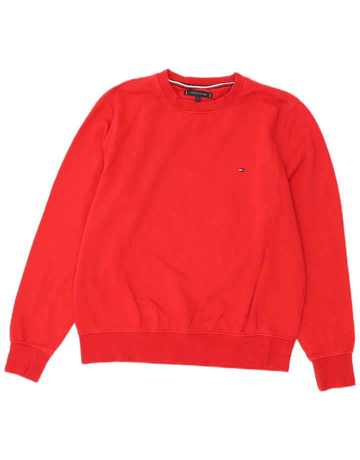 TOMMY HILFIGER Felpa da uomo Maglione XL Rosso Cotone