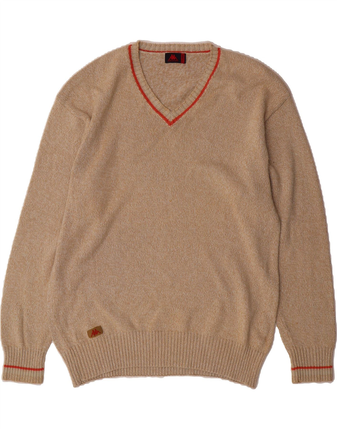 KAPPA Mens V-Neck Jumper Sweater XL Brown Cotton Vintage Kappa and Second-Hand Kappa from Messina Hembry 