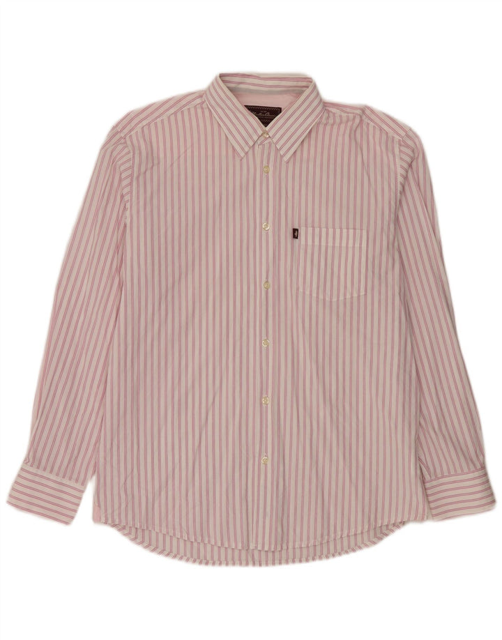 Camicia da uomo Marlboro Classics Large in cotone gessato rosa