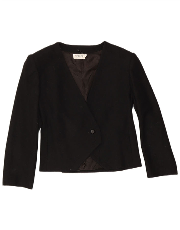 Giacca blazer vintage da donna a 1 bottone IT 42 media nera