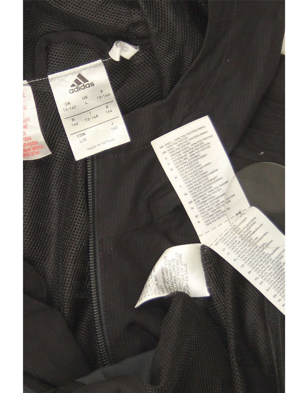 Giacca antipioggia con cappuccio Adidas da ragazzo 13-14 anni in poliestere color block nero