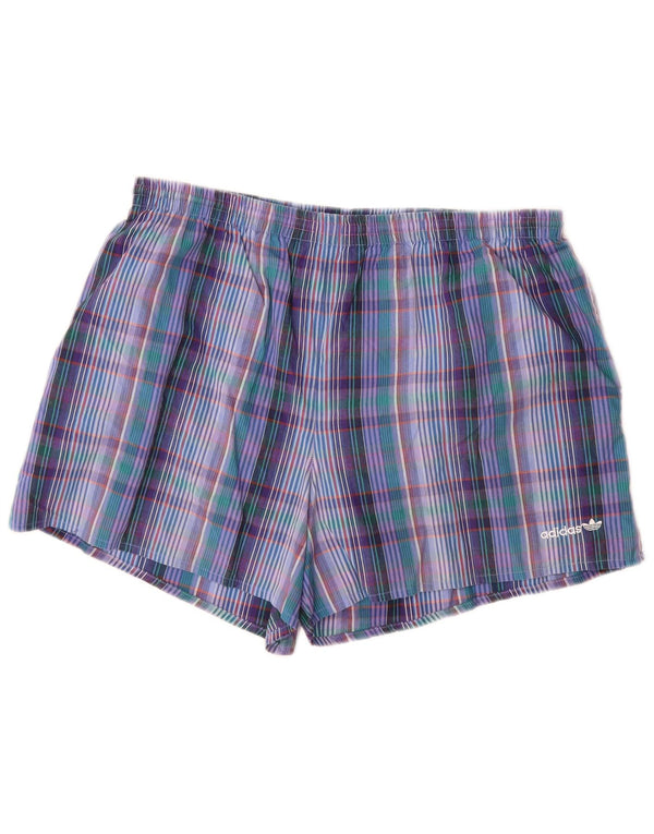 Pantaloncini da bagno da uomo ADIDAS grandi in cotone a quadri blu