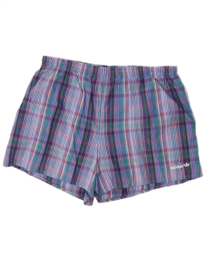 Pantaloncini da bagno da uomo ADIDAS grandi in cotone a quadri blu