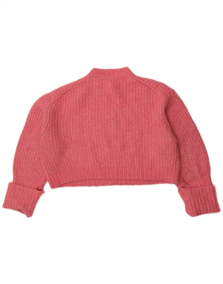 Maglione corto girocollo oversize da donna Zara UK 14 Rosa medio