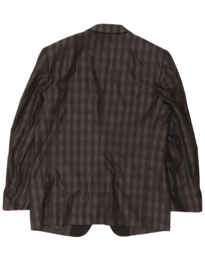BOCCHESE Giacca Blazer da Uomo a 1 Bottone IT 52 XL Seta a quadri Grigia