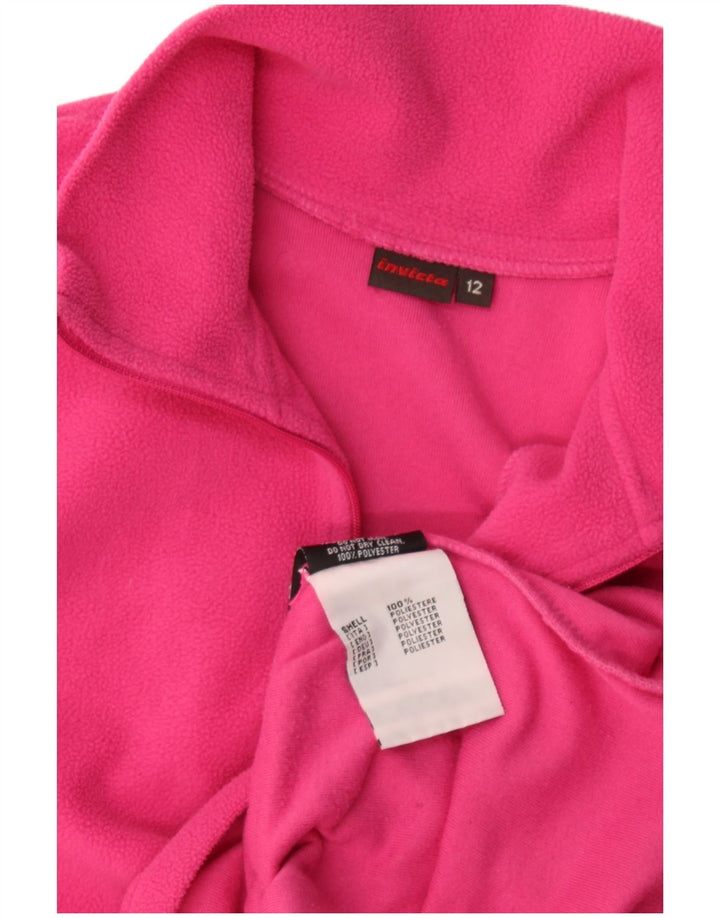 Maglione in pile da donna con collo e zip Invicta UK 12 poliestere rosa medio