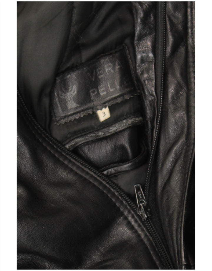 Giacca in pelle militare da uomo VINTAGE UK 38 Pelle nera media