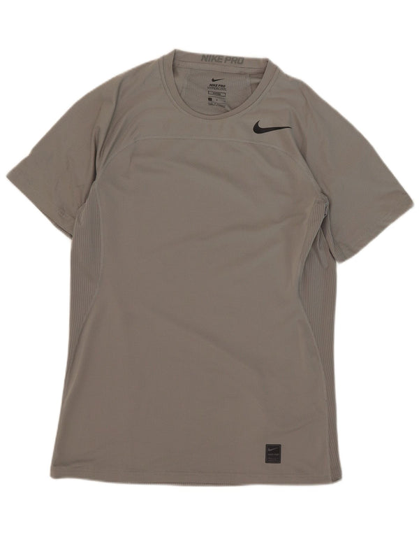 T-shirt aderente da uomo Nike Top in poliestere grigio medio