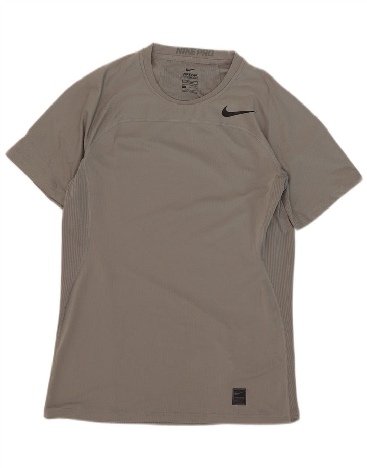 T-shirt aderente da uomo Nike Top in poliestere grigio medio