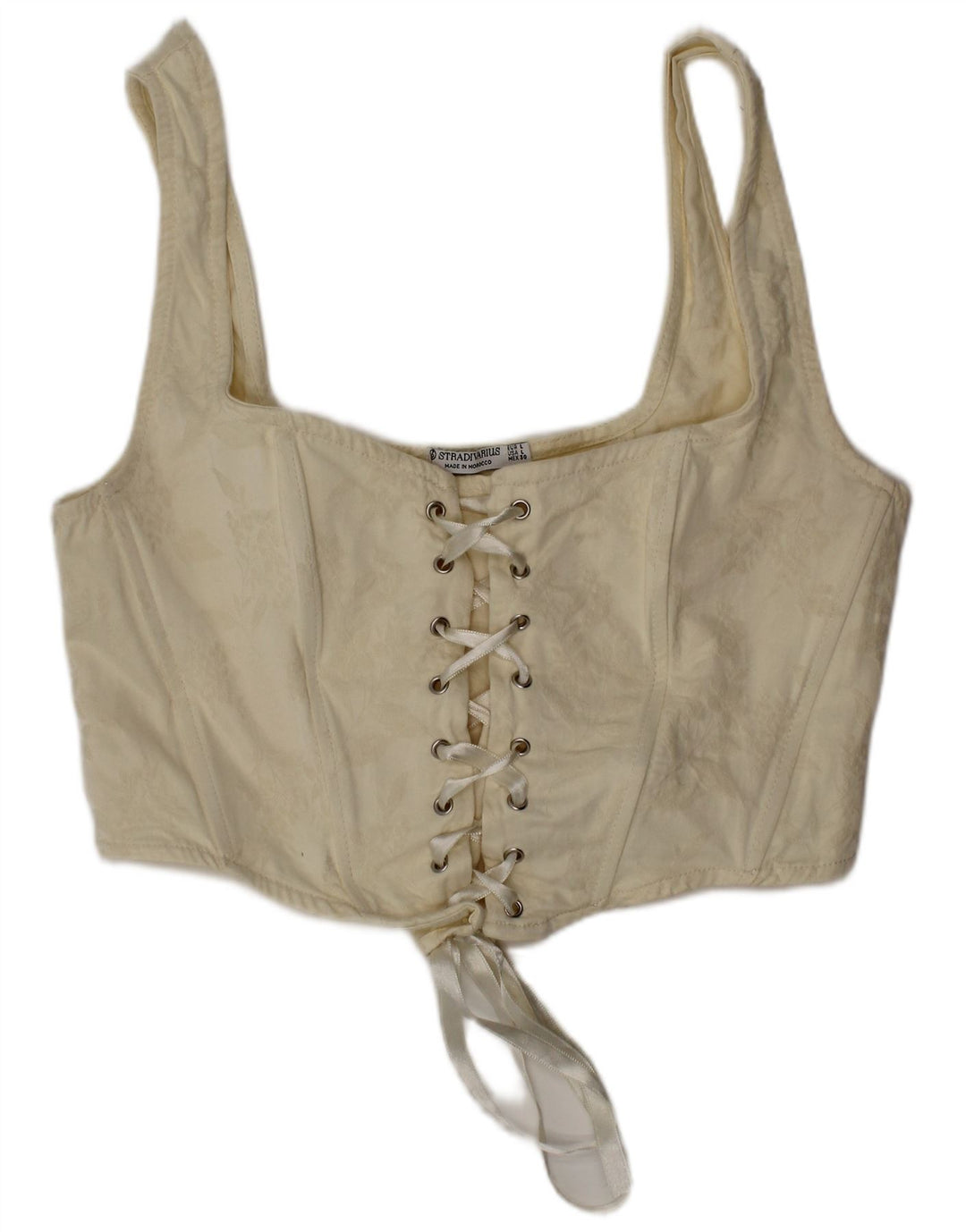 Top corto a corsetto da donna Stradivarius grande bianco sporco