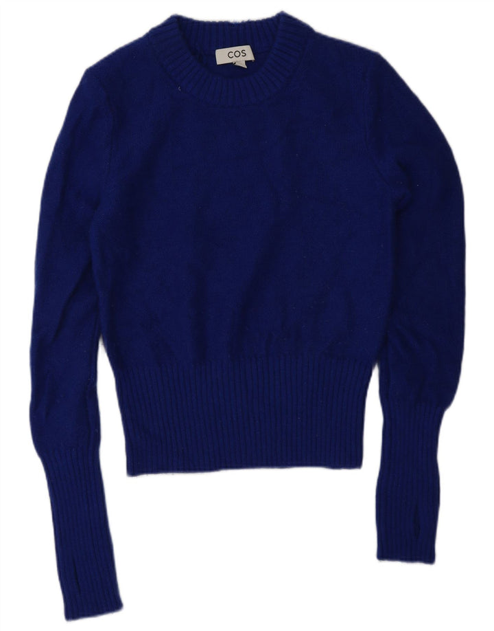 Cos Womens Crew Neck Jumper Sweater UK 10 Small Navy Blue Wool