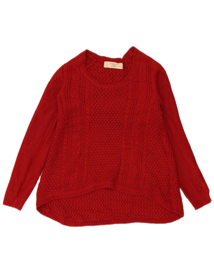 Maglione Zara da donna con scollo a barca UK 14 Acrilico rosso medio