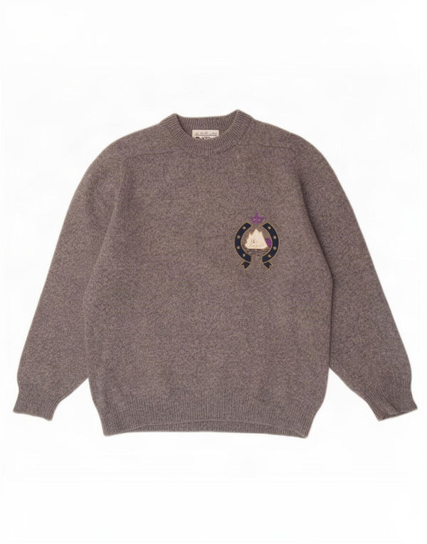 Maglione da uomo girocollo Iceberg in lana vergine grigio medio
