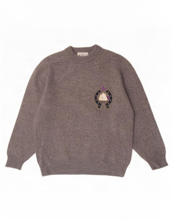 Maglione da uomo girocollo Iceberg in lana vergine grigio medio