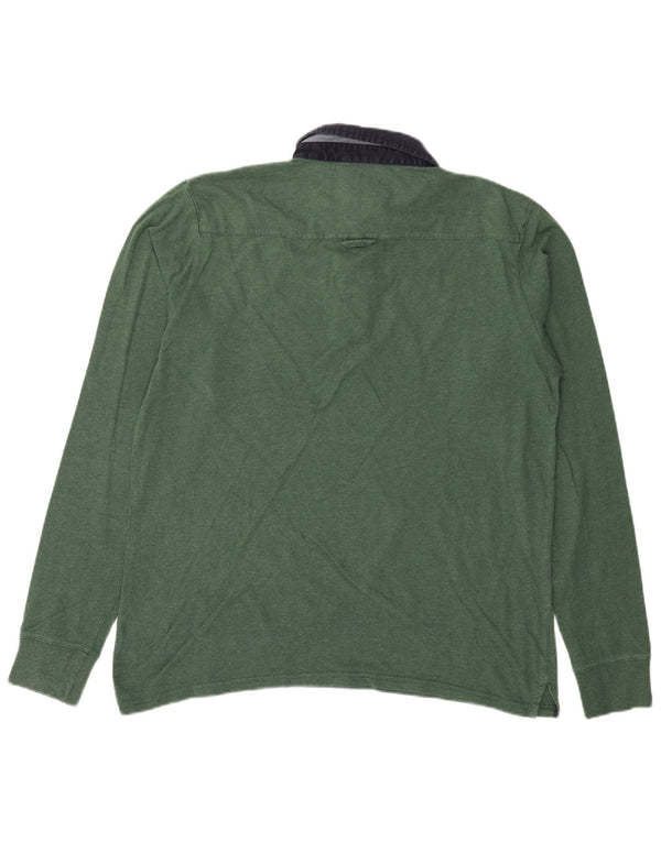 Polo da rugby da uomo a maniche lunghe GANT XL in cotone verde