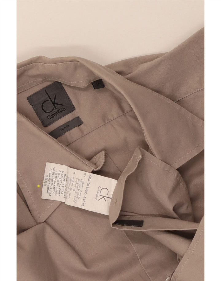 Camicia slim fit da uomo Calvin Klein in cotone beige medio