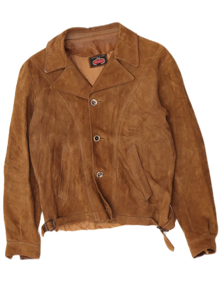 Giacca vintage in pelle scamosciata da uomo IT 48 Beige medio