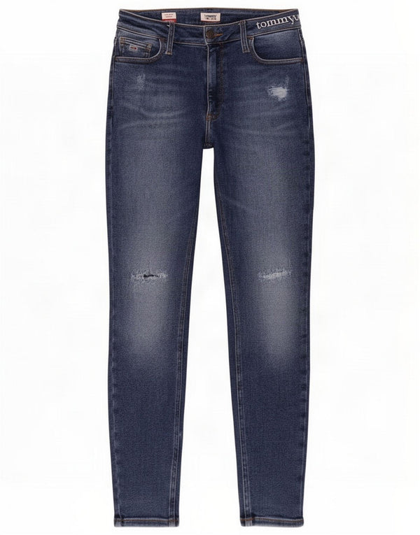 Tommy Hilfiger Donna Santana Distressed Skinny Jeans W28 L30 Blu Cotone