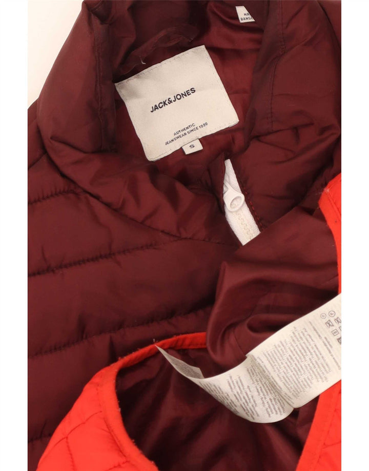 Gilet imbottito da uomo Jack & Jones UK 36 Small Rosso Colourblock Poliestere
