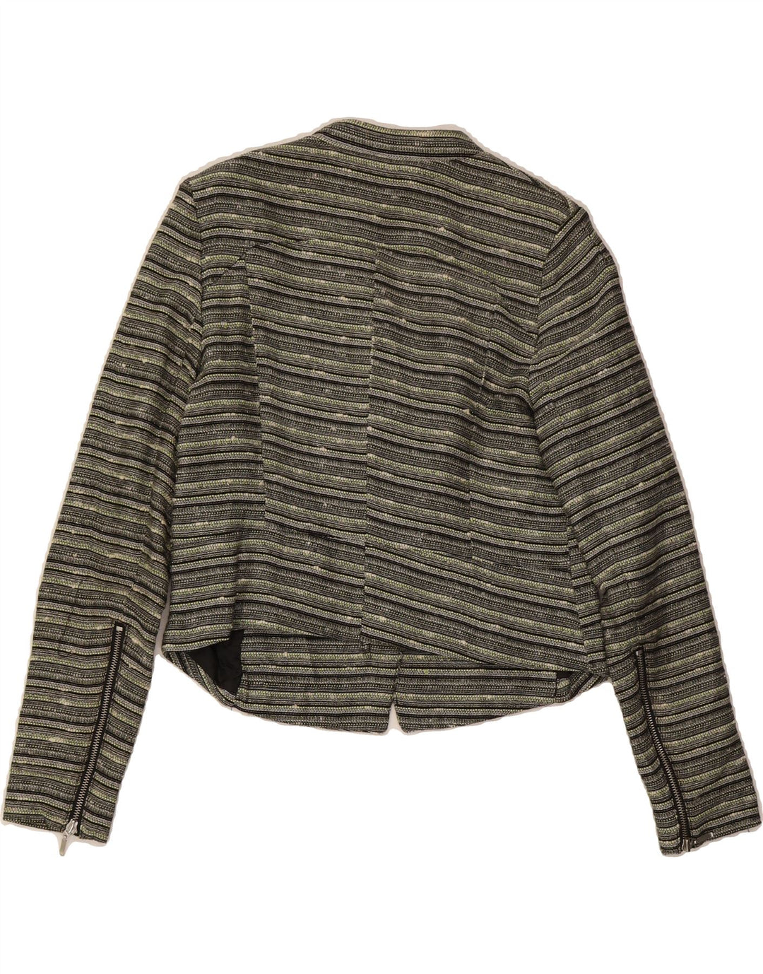MOSSIMO Womens Blazer Jacket US 10 Large Grey Striped Cotton Vintage Mossimo and Second-Hand Mossimo from Messina Hembry 