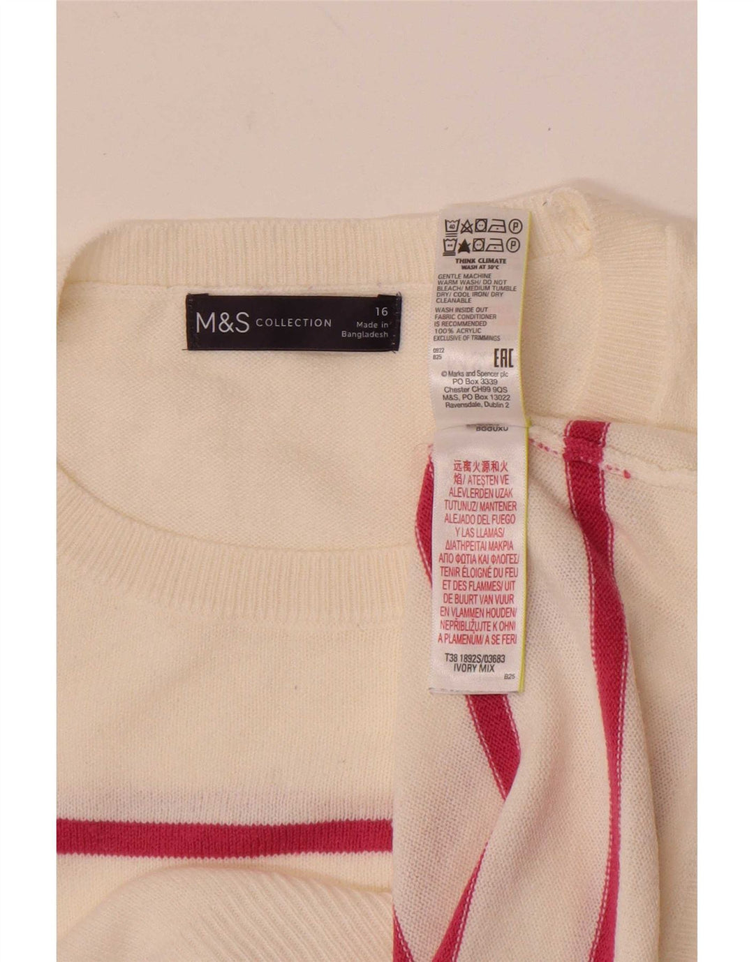 Maglione maglione girocollo da donna Marks & Spencer UK 16 grande bianco sporco