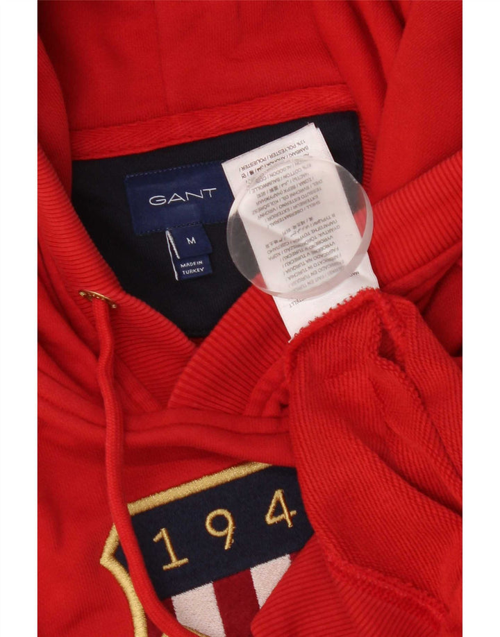 Gant Felpa con cappuccio grafica da uomo in cotone rosso medio
