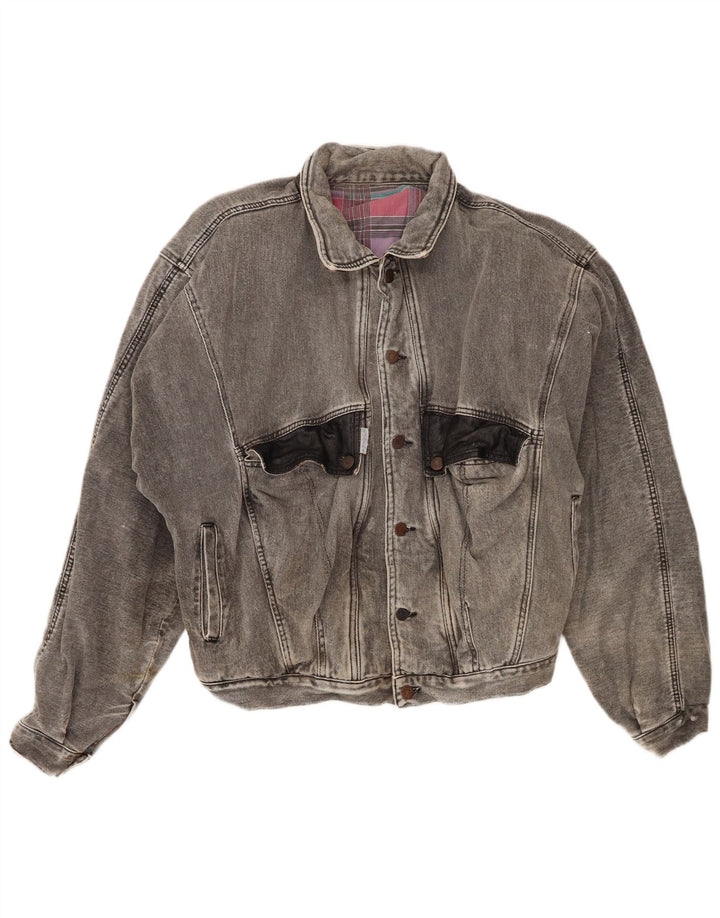 Giacca di jeans vintage da uomo UK 40 grande grigia