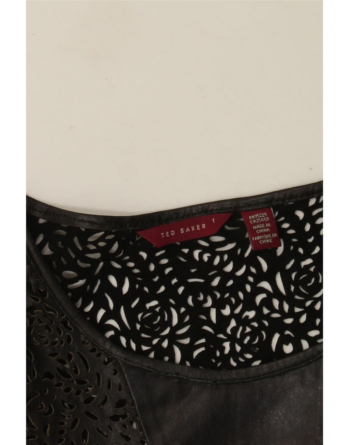 Camicetta in pelle da donna Ted Baker taglia superiore 1 XS nera