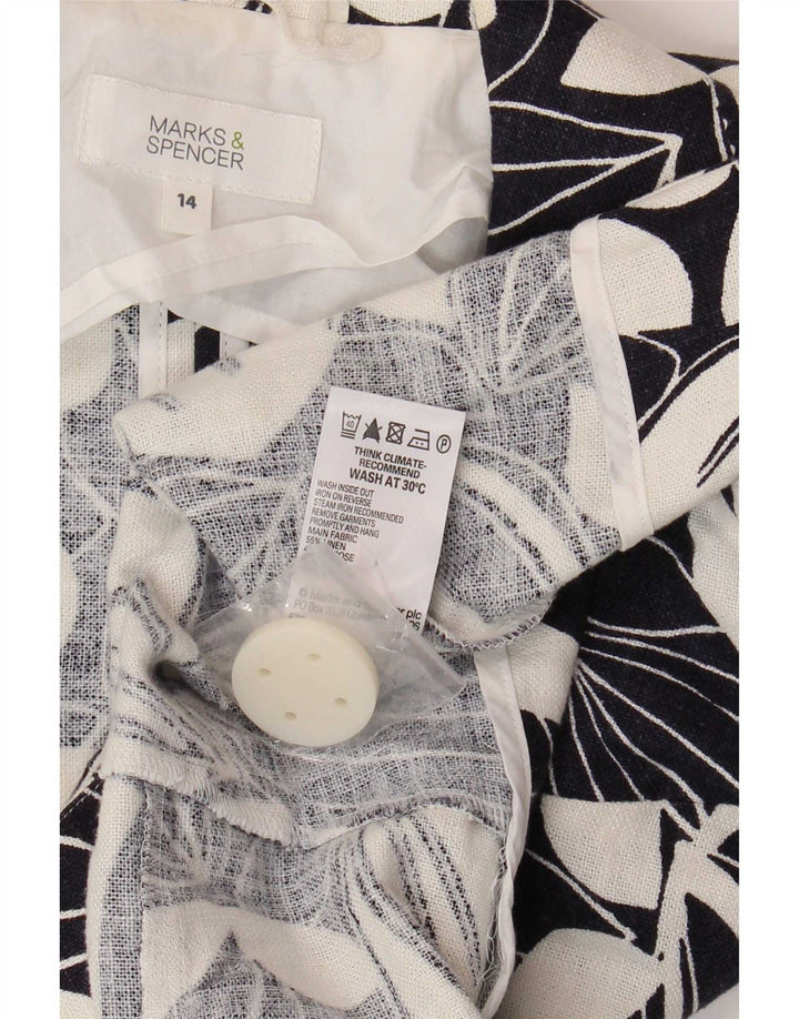 Giacca blazer con maniche a 3/4 da donna Marks & Spencer UK 14 Medium White Floral