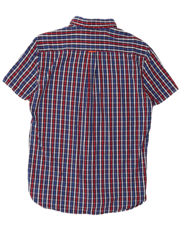 Camicia a maniche corte da uomo vestibilità regolare SUPERDRY in cotone a quadri blu medio