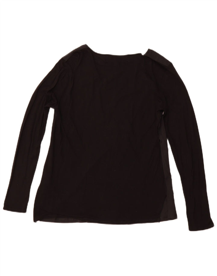 DESIGUAL Top grafico da donna a maniche lunghe UK 14 Grande viscosa floreale nera