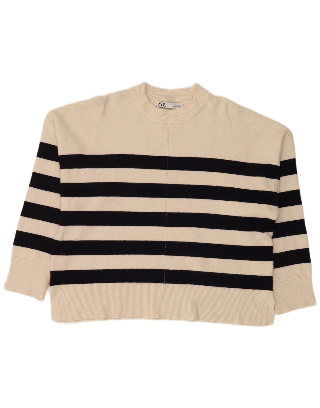 Maglione girocollo oversize da donna Zara UK 10 piccolo a righe bianche